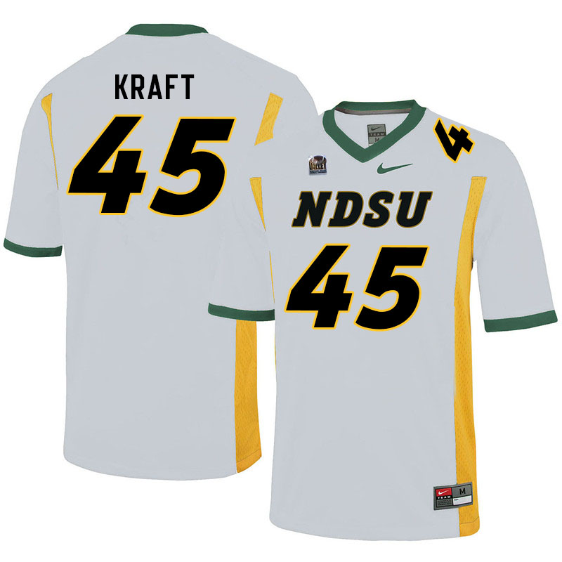 Men #45 Nathan Kraft North Dakota State Bison College Football Jerseys Sale-White - Click Image to Close